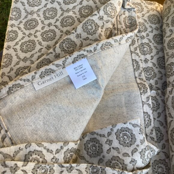 New, never used or washed, Garnet Hill twin flannel flat sheet beige floral - Picture 1 of 2
